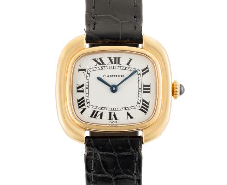 A LADY'S RARE 18K SOLID GOLD CARTIER PARIS GONDOLE WRIST WATCHCIRCA 1970s, REF. 78085 Movement: Manual wind, signed Cartier.C