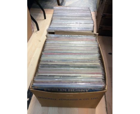 Two large boxes of LPs to include Elton John, Billy Joel, Dr Hook, Buddy Holly, Don Gibson, Bob Geldof, Bill Halley, The Holl