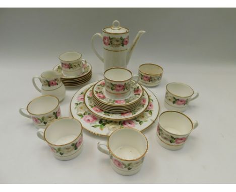 Royal Worcester part coffee set "Royal Garden", to include Coffee Pot, Sugar bowl , Cream jug , 7 coffee cups , 6 saucers , 6