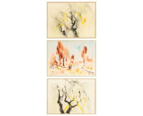 George Richard Deakins (1911-1982) - Three framed and glazed watercolours, all of same size, one of couple walking within tre