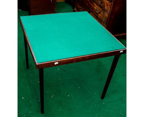 A mid Century oak framed card table, square with baize top, folding supports, the top 76cm x 76cm   Provenance: The Old Vicar