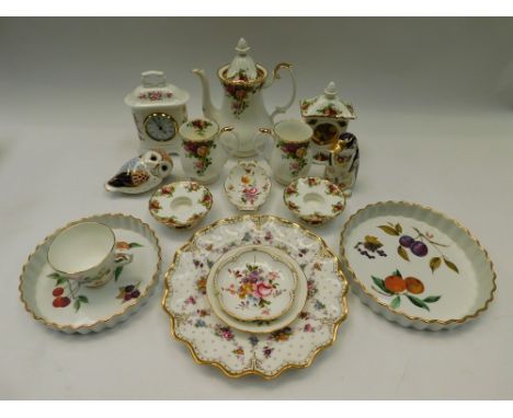 A collection of mixed china to include Royal Crown Derby paper weights, Worcester and Royal Albert. most in good condition