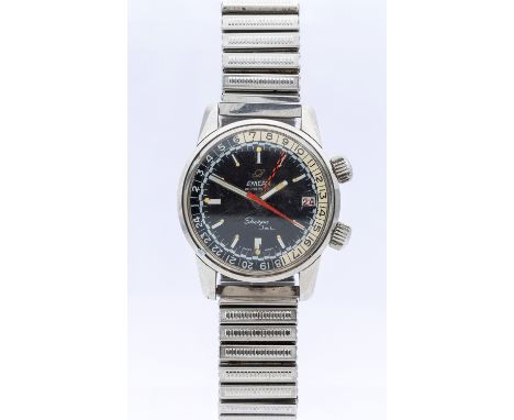 A Gentleman's vintage Enicar  'Sherpa  super Jet' steel cased automatic wristwatch, circa 1960's, comprising a black round si