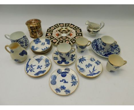 A collection of early 20th Century blue and white Royal Worcester part coffee set and Royal Crown Derby china items. most in 