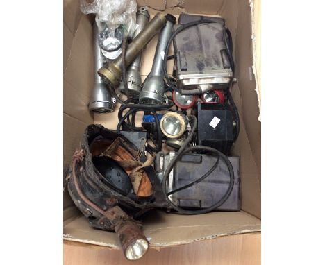  Mining ephemera interest:- Collection of vintage miners torches, helmet battery packs and head and body lights.