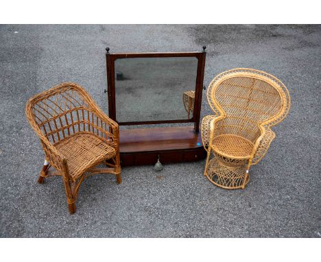 A 19th Century mahogany dressing table mirror, the square bevelled glass above support with three drawers together with two v