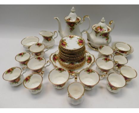 Royal Albert 'Old Country Roses' tea and coffee service for six-place setting, 6 x cups and saucers, 6 x plates, coffee pot, 