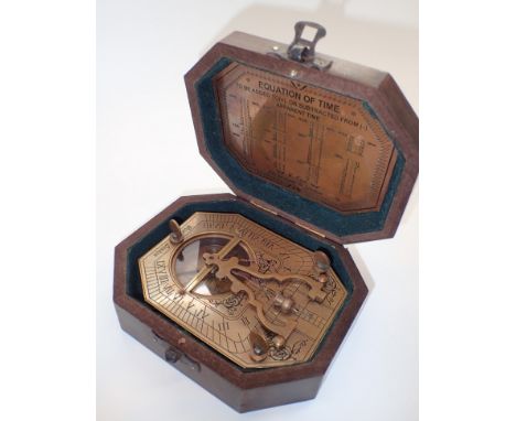 Boxed brass Cox London sundial compass 