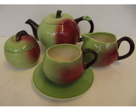 Carltonware tea for one tea set, naturalistic apple form,