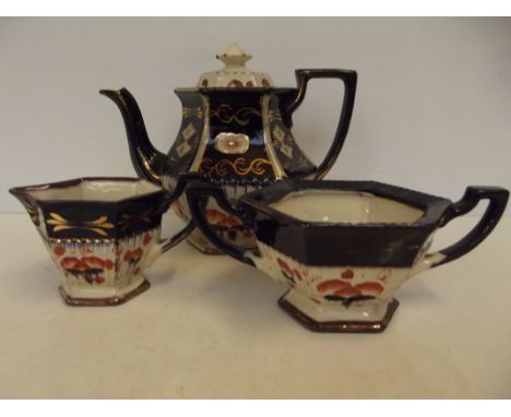 Victorian teapot, cream jug and sugar bowl