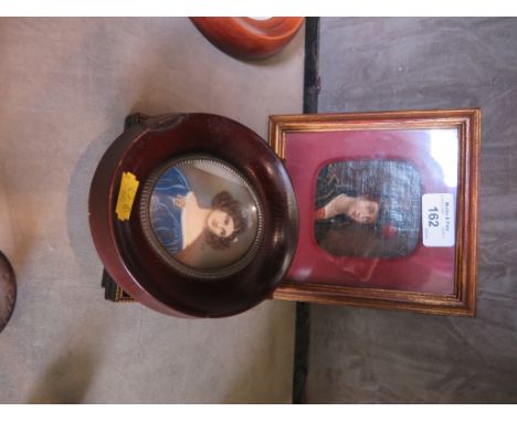 A portrait of a lady in black hat and jacket Oil on canvas mounted of board 8cm x 7.5cm Two miniatures on copper of figures i