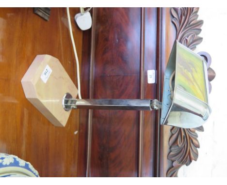 A 1930s chrome and pink marble adjustable desk lamp, 36cm high retracted