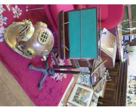 A Victorian 'Carters Literary Machine' reading stand, the mahogany circular table top with brass and mahogany reading slope o