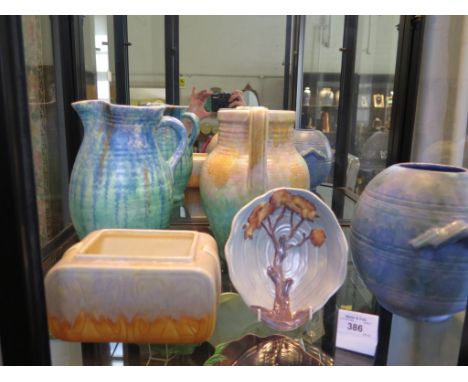 Art Deco ceramic vases, one by Shorter, jug and Carlton dish (5)