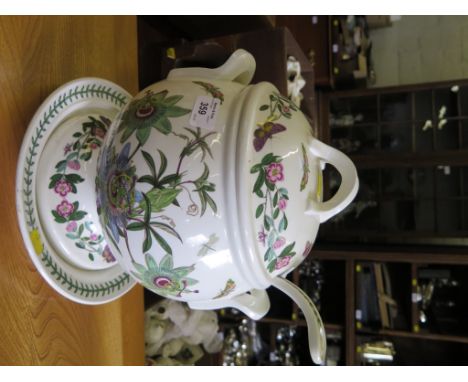 A large Portmerion Botanic Garden pattern soup tureen and cover with ladle and plate, 34cm high