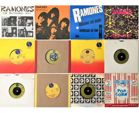 PUNK / WAVE / INDIE / COOL / SYNTH POP - 7" COLLECTION (WITH OG UK P/S BLITZKRIEG BOP!). A top notch collection of around 120