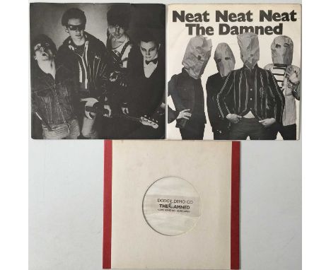 THE DAMNED - 7" RARITIES. Top pack of 3 x early Damned 7" rarities. Titles are Love Song (SGS 105, original UK promo with bla