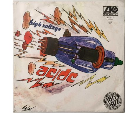 AC/DC - HIGH VOLTAGE/ IT'S A LONG WAY TO THE TOP 7" (PORTUGAL - N-S-28-177). A scarce Portuguese 7" pressing of AC/DC's mid-7