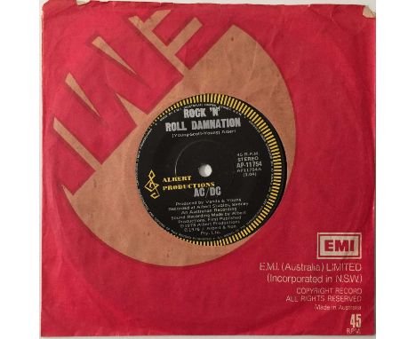 AC/DC - ROCK N ROLL DAMNATION/ COLD HEARTED MAN 7" (AUSTRALIAN - AP-11754). A scarce original Australian 7" pressing of AC/DC