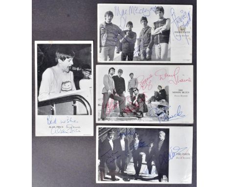 1960s Music Autographs - a collection of x4 original Decca Records 6x4" promotional postcards for 1960s bands, each signed, i