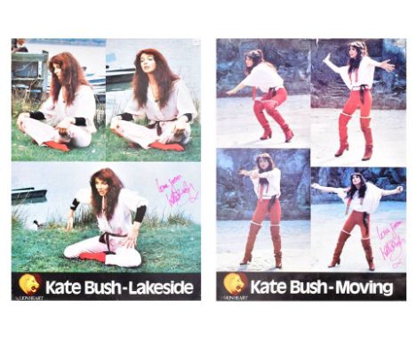 Kate Bush - English Singer / Songwriter - two autographed vintage music promotional posters 'Moving' and 'Lakeside'. Both sig