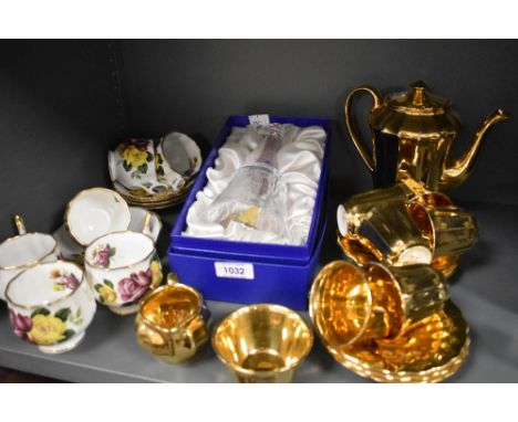 A Royal Doulton boxed lead crystal Coronation Silver Jubilee bell sold along with a Rosina part coffee service (12 pieces) ha