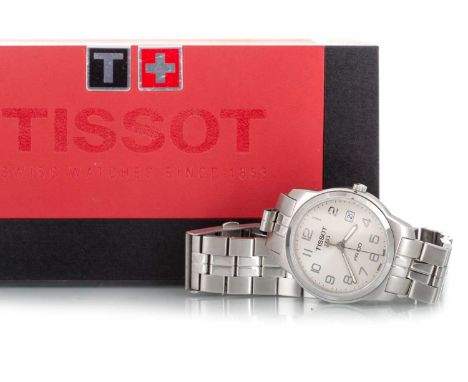 TISSOT, PR100 STAINLESS STEEL QUARTZ WRIST WATCH, the round dial with Arabic hour markers, outer seconds track in black, 38mm