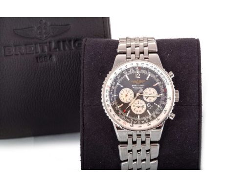 BREITLING, NAVITIMER STAINLESS STEEL AUTOMATIC WRIST WATCH, A35340, the round dial with baton hour markers, 43mm case, on a s