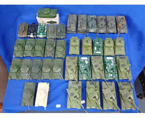 A BOXED DINKY CENTURION TANK with a large collection of Dinky tanks, Centurions, Chieftains, Leopards, Scimitars etc, mostly 