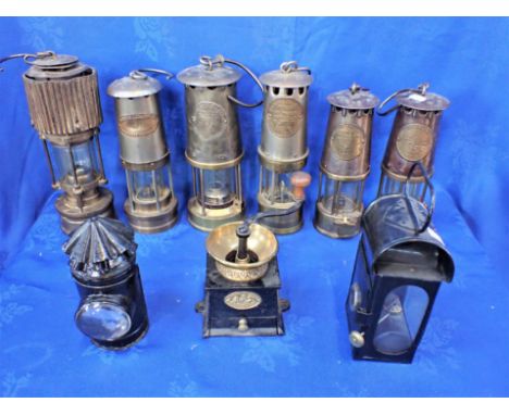 A COLLECTION OF MINER'S LAMPS 'The Protector Lamp &amp; Lighting Co Type CT33A' , 'Hailwood's Improved Lamp' and others, with