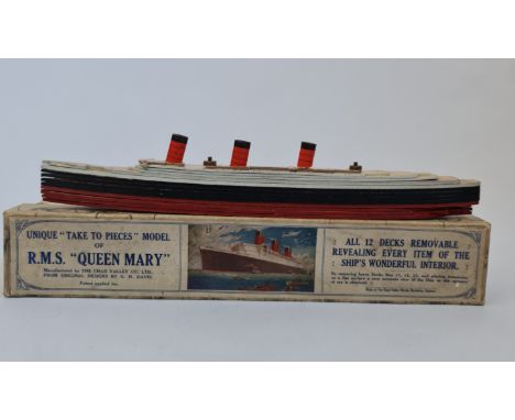 The Chad Valley HMS Queen Mary “Take to Pieces” model in box