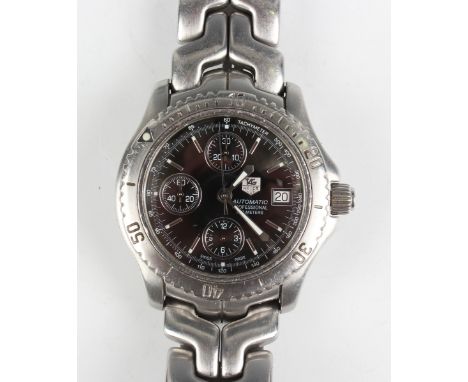 A TAG Heuer Automatic Professional gentleman's steel chronograph bracelet wristwatch, the case back detailed '200 metres sapp