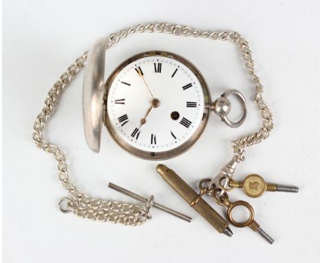 A George IV silver key wind hunting cased gentleman's pocket watch, the gilt fusee movement with pierced and engraved balance