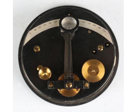 A Stanley of London black enamelled Abney level and clinometer, leather cased, together with an oxidized brass cylindrical bo