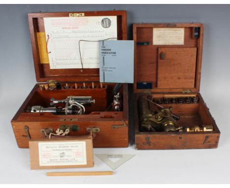 An early 20th century Richards Improved Patent Seam-engine indicator by Elliott Brothers of 449 Strand, London, within a maho