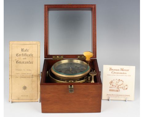 A mid-20th century marine chronometer, the two day chain fusee movement with Earnshaw type spring detent and bimetallic balan