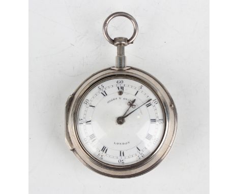 A George III silver pair cased key wind quarter repeating gentleman's pocket watch, possibly made for the Spanish market, wit