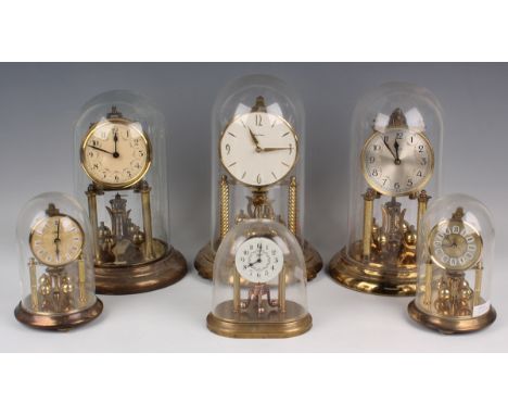 A collection of fifteen 20th century anniversary mantel timepieces, including Bentima, Kundo and Schatz &amp; Kern, heights r
