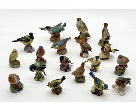 A collection of mainly Royal Worcester ceramic birds including Kingfisher, Nuthatch, Gold Crest etc.