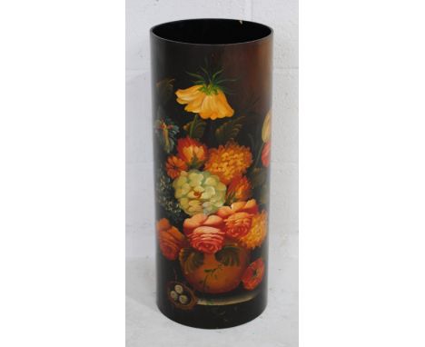 A wooden Brights of Nettlebed stick stand with painted floral decoration&nbsp;