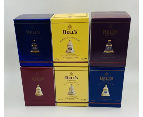 A collection of six boxed limited-edition Bell's Extra Special Old Scotch Whisky Christmas decanters dating from 2000 to 2005
