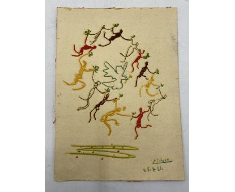 "Dance around the dove of peace" signed and dated "Picasso 25.7.61" to lower right hand corner, colour serigraph on paper, 17