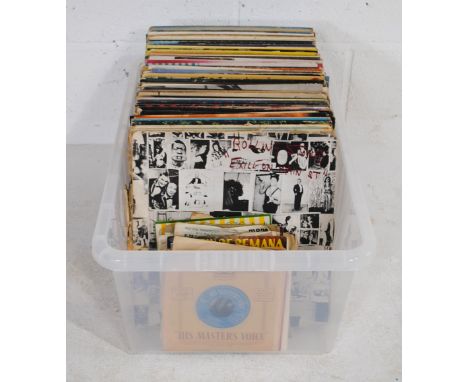 A quantity of various 12" vinyl records, with some 7" including The Rolling Stones, The Beatles, Mungo Jerry, Derek & The Dom