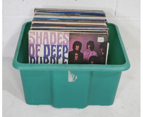A quantity of various 12" vinyl records, including Deep Purple, Black Sabbath, Bon Jovi, Aerosmith, Deacon Blue, Ry Cooder, E