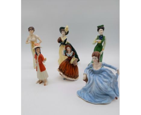A collection of assorted figurines of ladies to include Coalport, and Goebel.