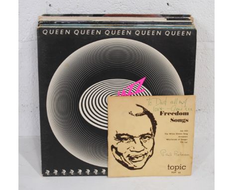 A small quantity of mostly 12" vinyl records, including Queen ('Jazz' 1st pressing), Sonny & Cher, Rufus Thomas, Michael Jack