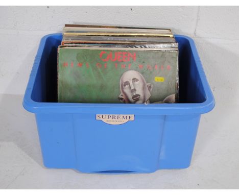 A quantity of various 12" vinyl records, including Queen, Rainbow, Joni Mitchell, Crosby Stills Nash & Young, Eric Clapton, J