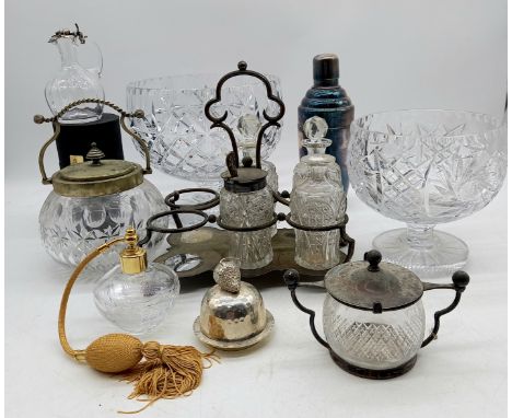 A collection of assorted glass and silver-plated items to include two fruit bowls etc.
