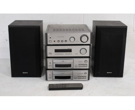 A Sony stacking hi-fi system, comprising a TA-S2 integrated amplifier, ST-S1 tuner, CDP-S1 CD player, TC-S1 cassette player, 