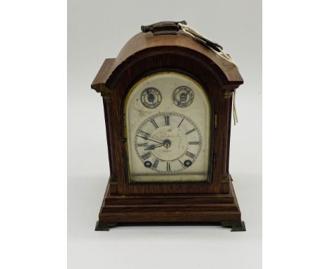 A small W Bruford &amp; Son, Exeter chiming bracket clock with key - height 24cm